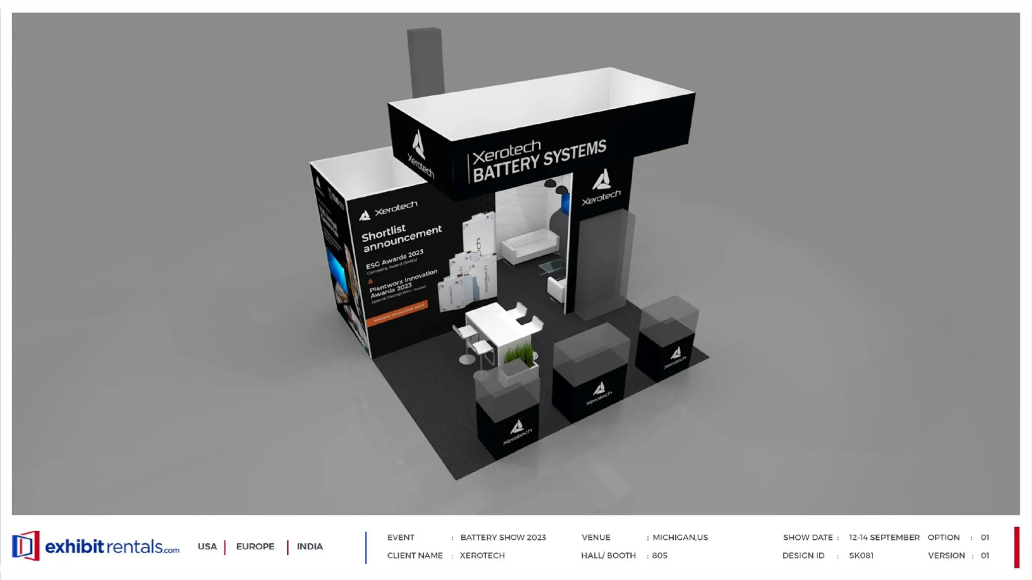 20x20 Peninsula booth design by Exhibit-Rentals
